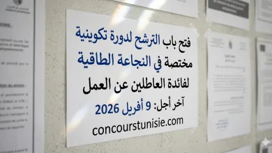 فتح باب الترشح لدورة تكوينية مختصة في النجاعة الطاقية لفائدة العاطلين عن العمل آخر أجل : 9 أفريل 2026