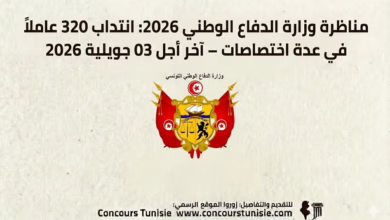 مناظرة وزارة الدفاع الوطني 2026: انتداب 320 عاملاً في عدة اختصاصات – آخر أجل 03 جويلية 2026