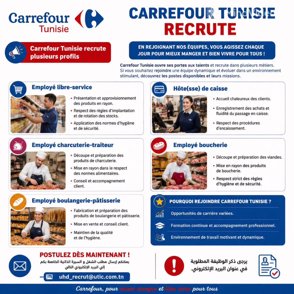 كارفور تونس Carrefour ينتدب في عديد الاختصاصات 7