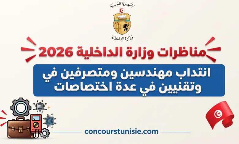 مناظرات وزارة الداخلية 2026 لانتداب مهندسين ومتصرفين وتقنيين في عدة اختصاصات – التفاصيل والشروط 1